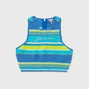 Ganni Crochet Racerback Cropped Tank